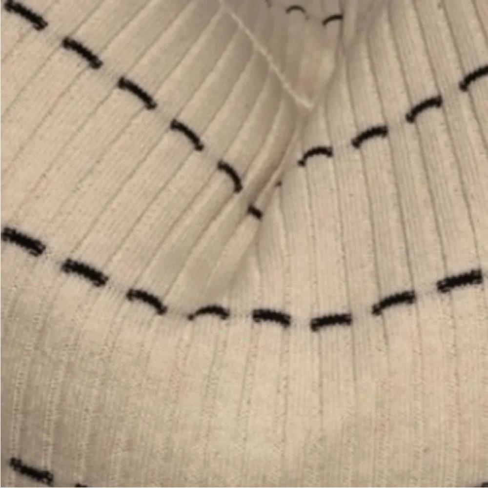 Cashmere Blend Striped Cream Black Throw Pillow Down Feather Insert Size 20x20